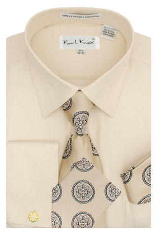 Karl Knox Men's French Cuff Shirt Set - Flower Pattern
