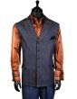 Canto Men's Outlet 2 Piece Denim Vest Set - Leather Accents