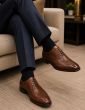 Cognac Wingtip Dress Shoes for Men
