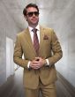Statement Men's 2 Piece Big and Tall 100% Wool Fashion Suit - Modern Grid Pattern
