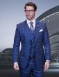 Statement Men's 3 Piece 100% Wool Fashion Suit - Modern Fit Plaid