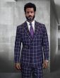 Eggplant Suit Windowpane Pattern Suits for Men