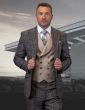 Statement Men's Outlet 100% Wool 3 Piece Suit - Textured Plaid