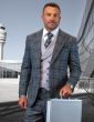 Statement Men's Outlet 100% Wool 3 Piece Suit - Textured Plaid