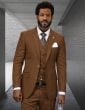 Statement Men's 3 Piece 100% Wool Fashion Suit - Rich Stitch Pattern