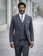 Charcoal Suit Mens 3 Piece Suits Double Breasted Vest