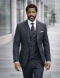 Dark Grey Suit Mens 3 Piece Suits Double Breasted Vest