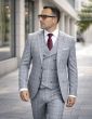 Grey Suit Mens 3 Piece Suits Double Breasted Vest