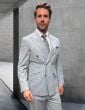 Statement Men's 2 Piece 100% Wool Double Breasted Suit - Pinstripe Pattern