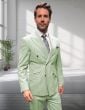 Statement Men's 2 Piece 100% Wool Double Breasted Suit - Pinstripe Pattern