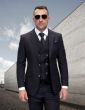 Statement Men's Outlet 2 Piece 100% Wool Jacket and Vest Set - Two Tone Windowpane