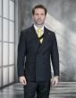 Black High Fashion Men's Wool Double Breasted Suit