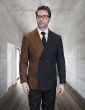Black/Copper Double Breasted Suit for Men with Peak Lapel
