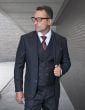 Black Suit Mens 3 Piece Suits with Peak Lapel