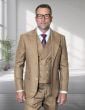 Tan Suit Mens 3 Piece Suits with Peak Lapel