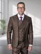 Brown Suit Mens 3 Piece Suits with Peak Lapel