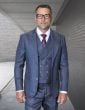 Navy Suit Mens 3 Piece Suits with Peak Lapel