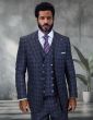 Black Suit 3 Piece Suits for Men Peak Lapel Double Breasted Vest