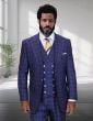 Statement Men's Outlet 3 Piece 100% Wool Wide Leg Suit- Windowpane Plaid