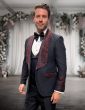 Statement Men's 3 Piece Modern Fit Tuxedo - Decorative Rhinestones
