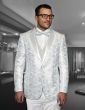 Statement Men's 3 Piece Modern Fit Tuxedo - Elegant Floral Pattern