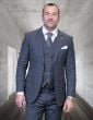 Statement Men's 3 Piece 100% Wool Fashion Suit - Modern Fit Windowpane