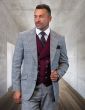 Statement Men's 100% Wool 3 Piece Suit - Thin Windowpane