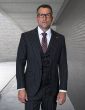 Statement Men's 100% Wool Pinstripe 3 Piece Suit - Peak Lapel