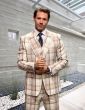 Statement Men's 3 Piece 100% Wool Plaid Fashion Suit - Cashmere Blend