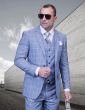 Statement Men's 3 Piece 100% Wool Fashion Suit - Light Windowpane