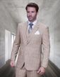 Statement Men's 3 Piece 100% Wool Fashion Suit - Light Windowpane