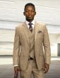 Statement Men's Outlet 3 Piece 100% Wool Fashion Suit - Textured Solid Color