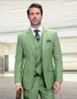Statement Men's Outlet 3 Piece 100% Wool Fashion Suit - Textured Solid Color