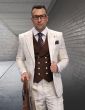 Statement Men's 3 Piece 100% Wool Suit - Bold Vest Color