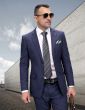 Statement Men's 2 Piece Big and Tall 100% Wool Fashion Suit - Classic Glen Plaid