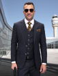 Statement Men's Outlet 3 Piece 100% Wool Fashion Suit - Classic Glen Plaid