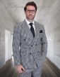Statement Men's 2 Piece 100% Wool Double Breasted Suit - Houndstooth Pattern