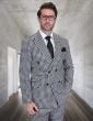 Statement Men's Outlet 2 Piece 100% Wool Double Breasted Suit - Houndstooth Pattern