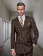 Statement Men's 2 Piece 100% Wool Double Breasted Suit - Bold Pinstripe