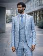 Aqua Mens Suits Plaid Suit for Guys Suit Jacket with Peak Lapel