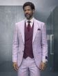 Mauve Mens Suits Plaid Suit for Guys Suit Jacket with Peak Lapel