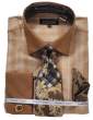 Avanti Uomo Men's French Cuff Shirt Set - Glen Check with Solid Collar