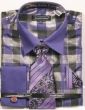 Avanti Uomo Men's French Cuff Dress Shirt Set - Multi Color Checkered