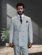 Grey Men's Double Breasted Wool Suit