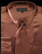 Copper Men Shirts Satin Shirt for Men Tie and Handkerchief