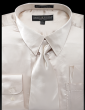 Beige Men Shirts Satin Shirt for Men Tie and Handkerchief