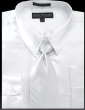 White Men Shirts Satin Shirt for Men Tie and Handkerchief