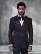 Statement Men's 2 Piece Modern Fit Double Breasted Tuxedo - Floral Rhinestone Design
