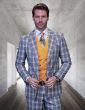 Statement Men's 100% Wool 3 Piece Suit - Plaid Pattern