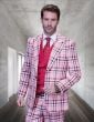 Statement Men's Outlet 100% Wool 3 Piece Suit - Plaid Color Contrast